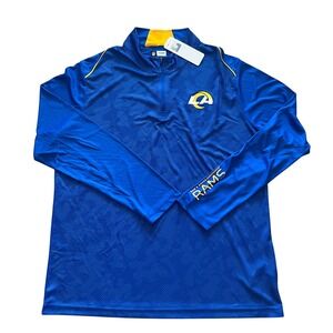 NFL Team Apparel Los Angeles Rams Mens XL Blue 1/4 Zip Pullover NWT Rams House